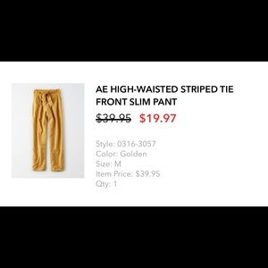 High waist tie pants mustard